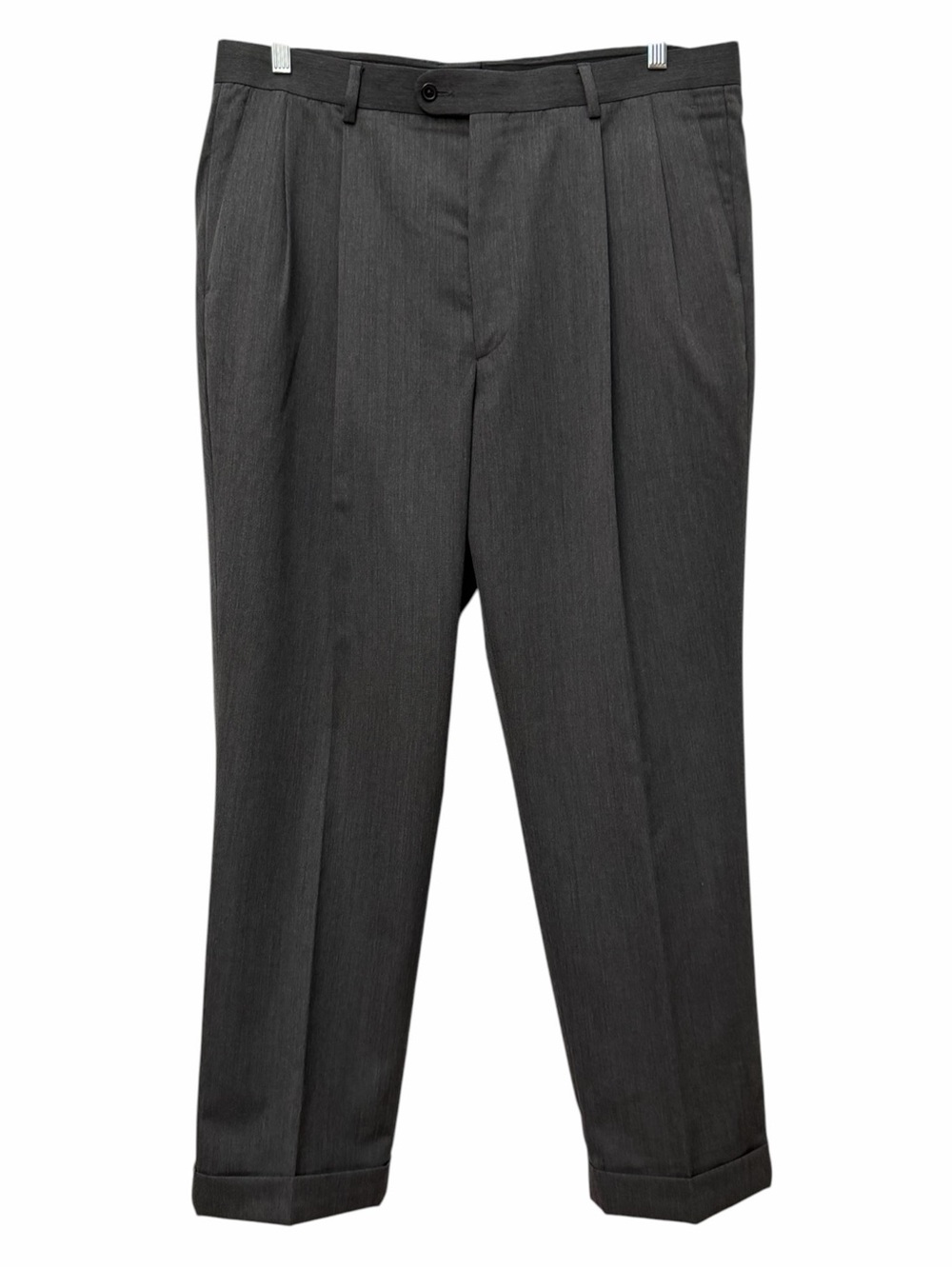 Alan Flusser Gray Wool Blend Pleated Cuffed Dress Pants 40x30 Classic Career